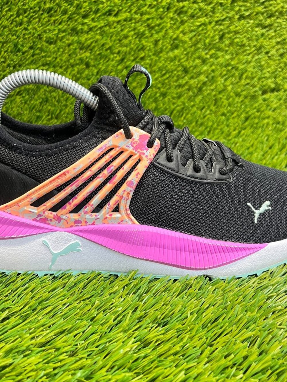 Puma Pacer Future Splatter Girls Size 6.5Y Black Athletic Running Shoes Sneakers